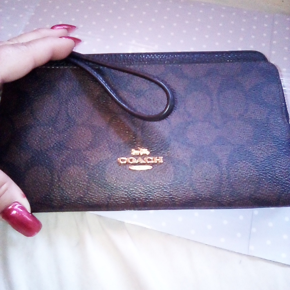 Coach Brown Wristlet Wallet